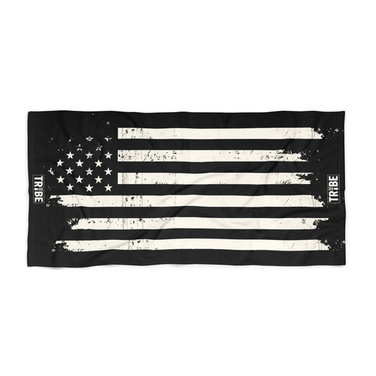 Distressed USA Flag Mourning Protest Beach Towel Social Justice Anti-Trump Merch Anti-Fascism Resist Activist Bars and Stars Beach Towel