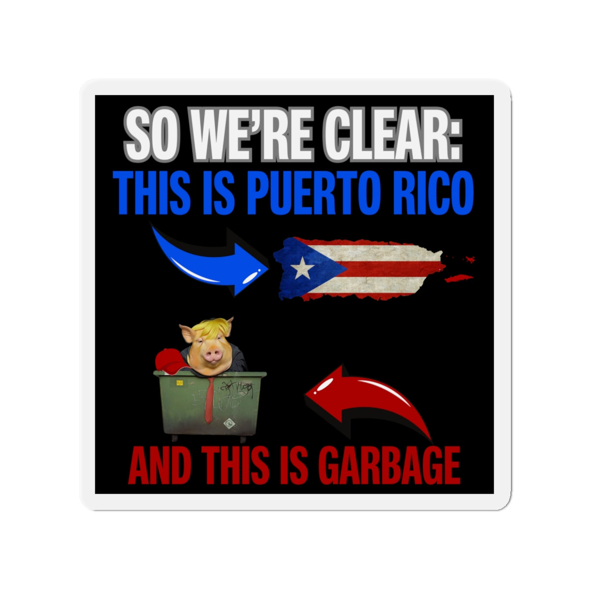 Political Magnet Anti-Trump Merch Puerto Rico Is Not Garbage Car Magnet Political FDT Resist Protest Gear Anti-Fascism Puerto Rican Sign