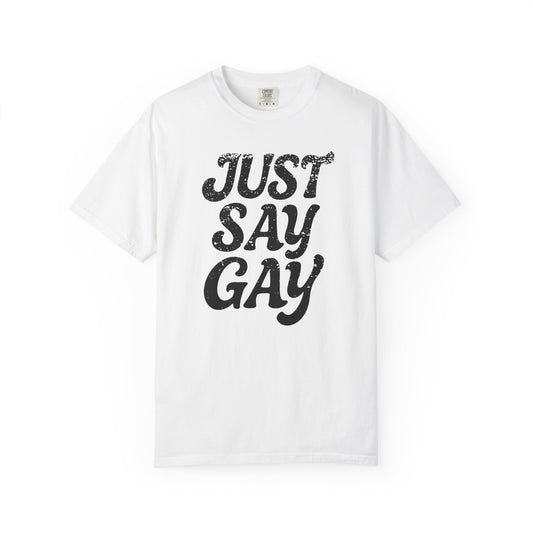 Just Say Gay Protest Shirt Social Justice LGBTQ T-Shirt Comfort Colors Anti-Fascism Resist Queer Gay Lesbian Bisexual Transgender Apparel
