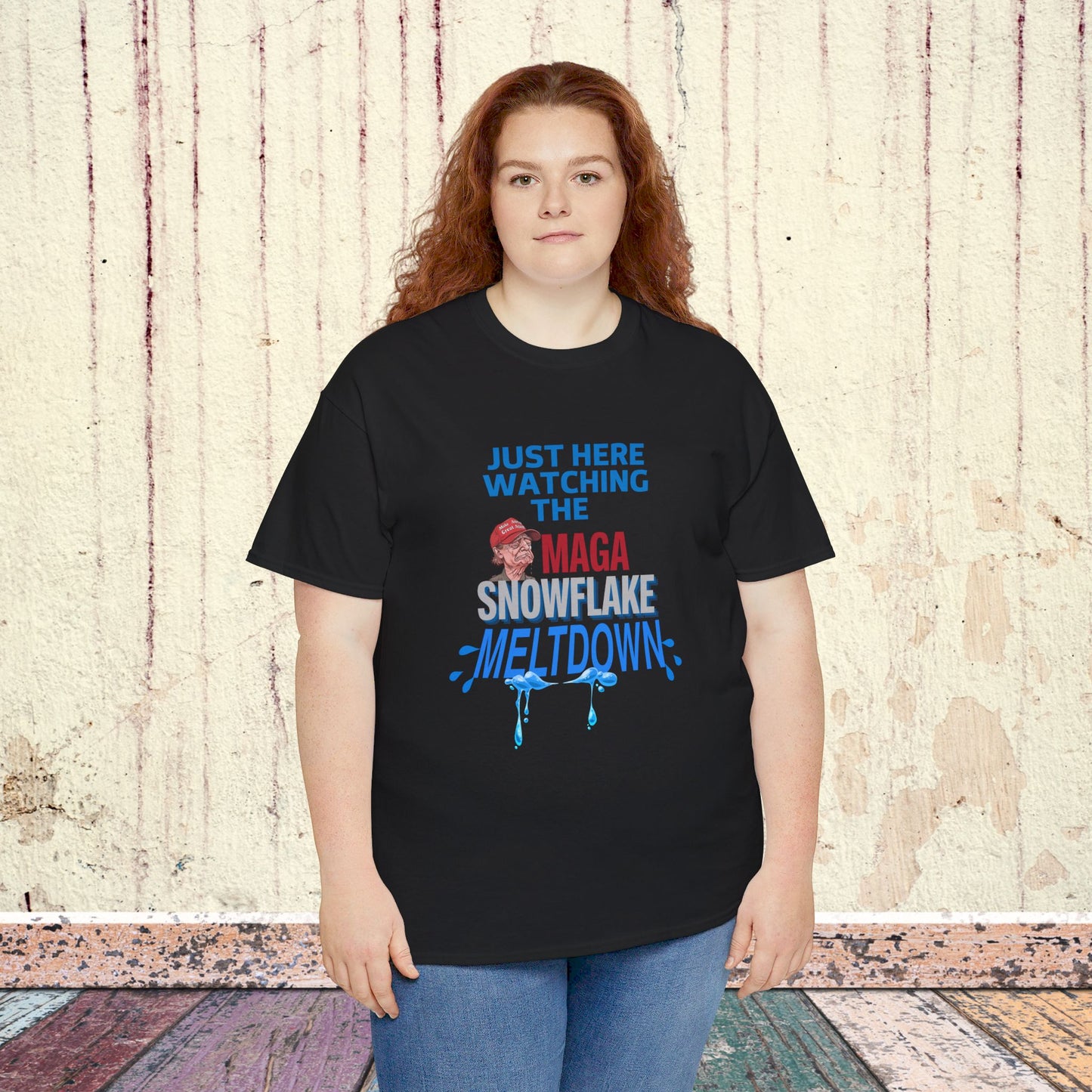 Just Here Watching the MAGA Snowflake Meltdown Shirt- Harris Walz Tee-  Democrat Presidential Election T-Shirt