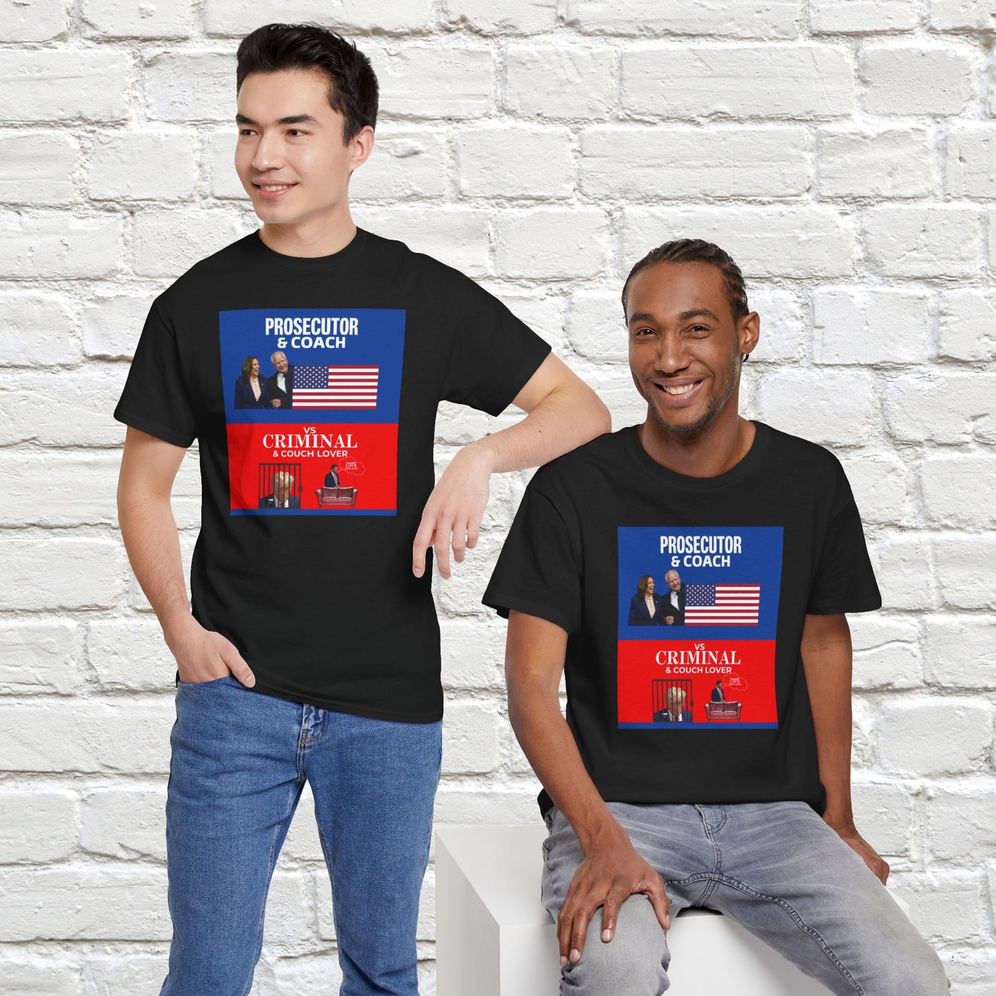 Prosecutor & Coach vs Criminal & Couch Lover Shirt- Harris Walz Tee-  Democrat Presidential Election T-Shirt