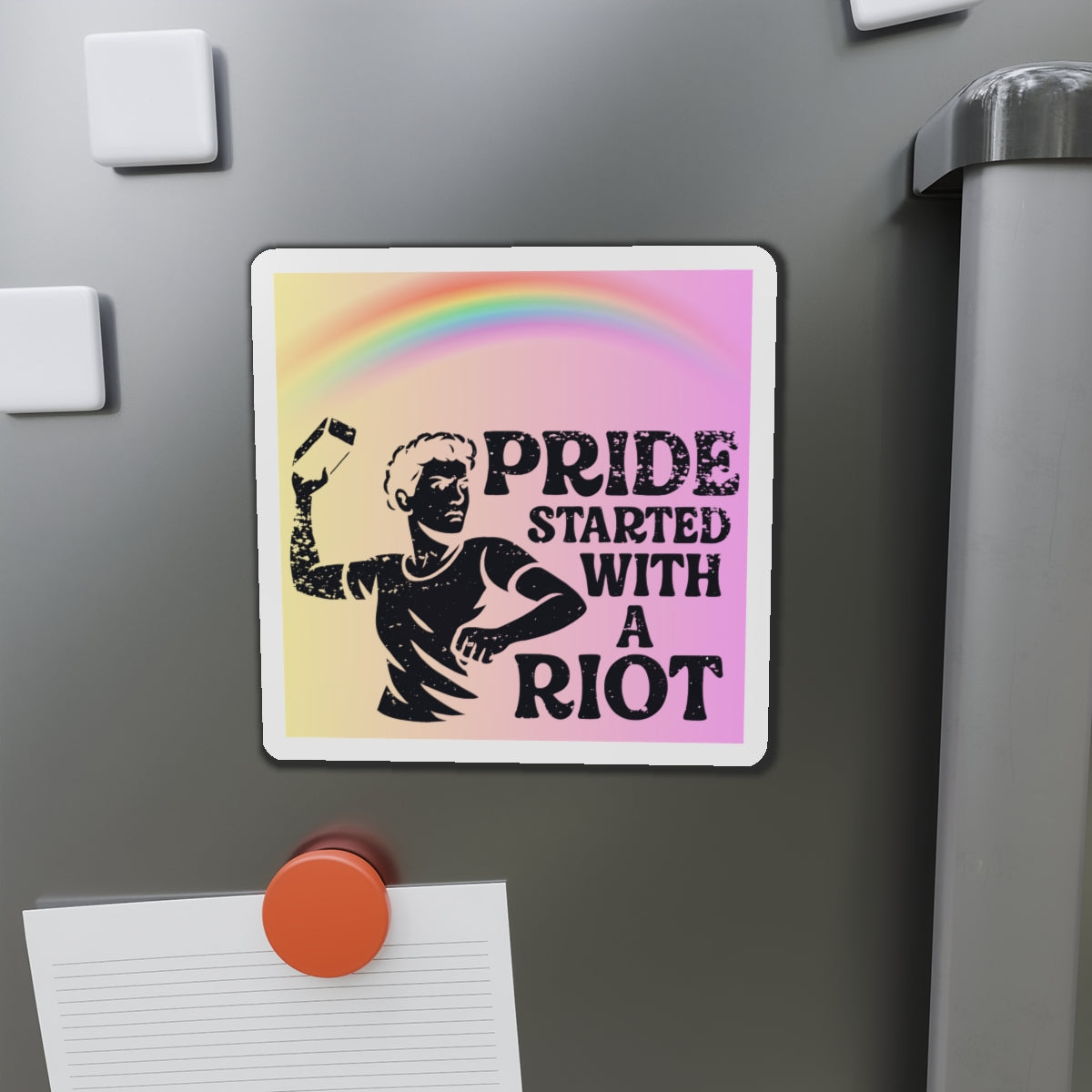 Stonewall Protest LGBTQ Political Magnet for Fridge Gay Pride Merch LGBT Car Magnetic Sign Lesbian Bisexual Transexual Queer Political Decal