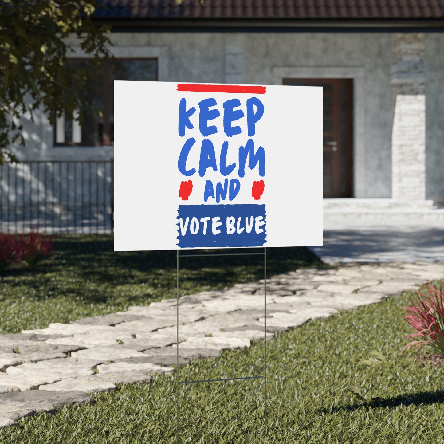 Keep Calm And Vote Blue Yard Sign - Save Democracy Sign - Patriotic Election Political Decor