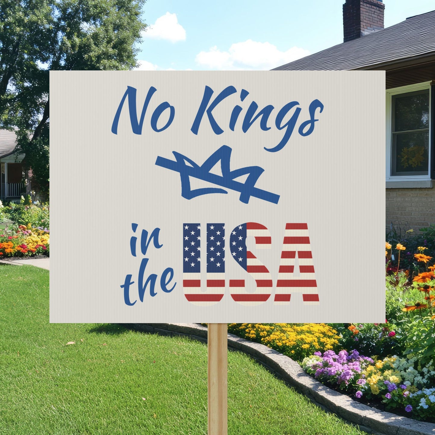 Protest Sign No Kings in the USA Poster Political 18" x 24" Signage Waterproof & Fade Resistant Placard FDT Anti Trump Social Justice Banner