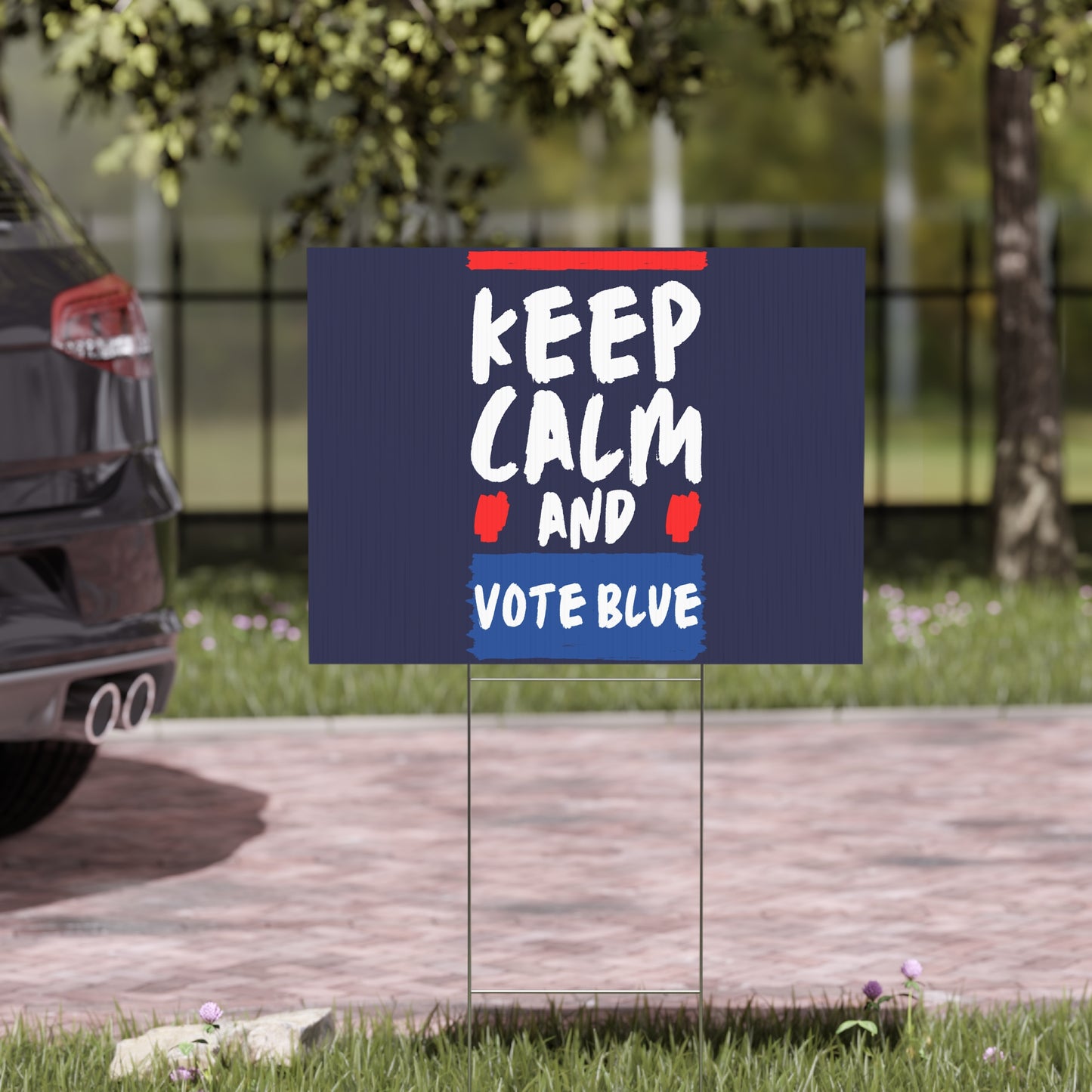 Keep Calm And Vote Blue Yard Sign - Save Democracy Sign - Patriotic Election Political Decor