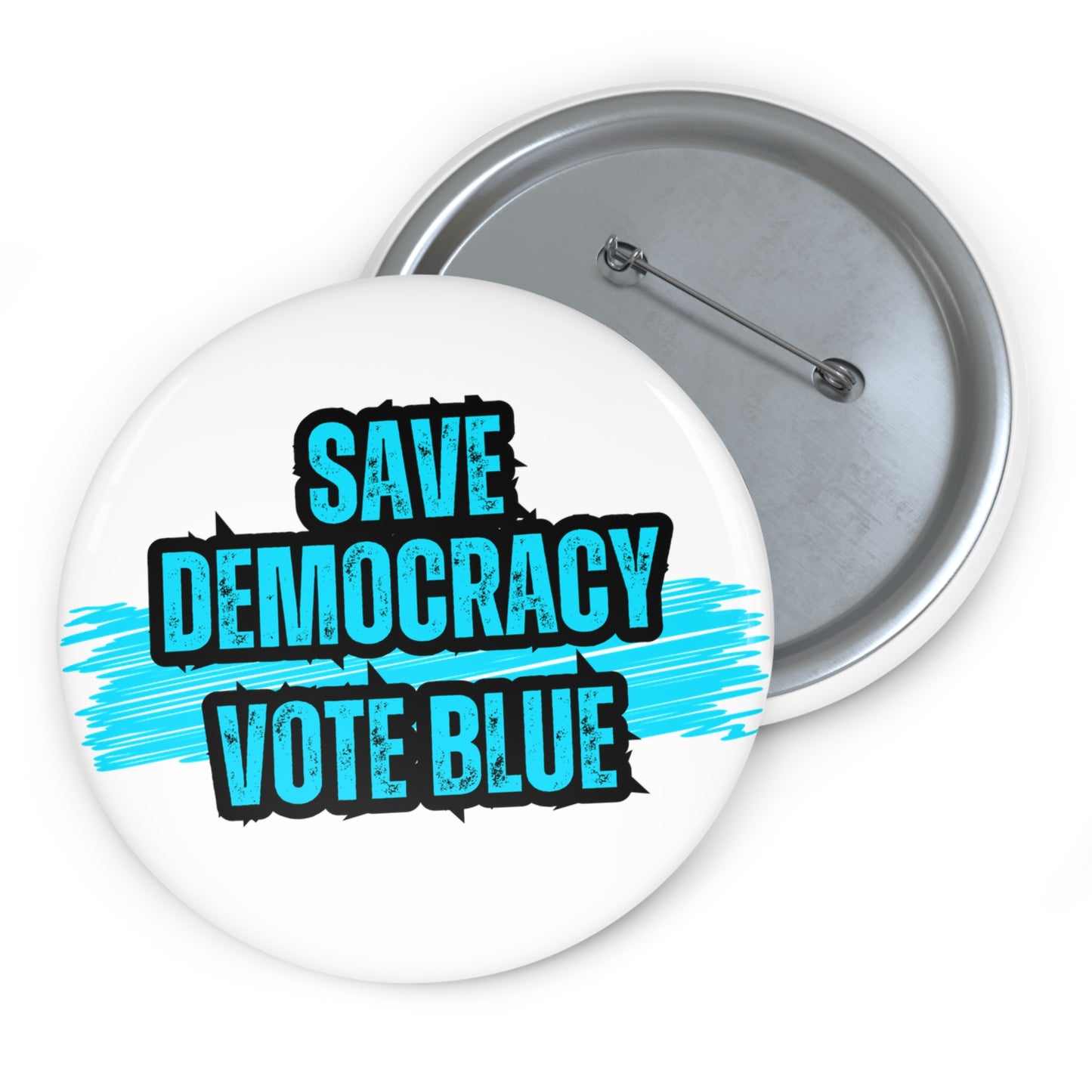 Save Democracy Pin Button - Vote Blue Pin Button