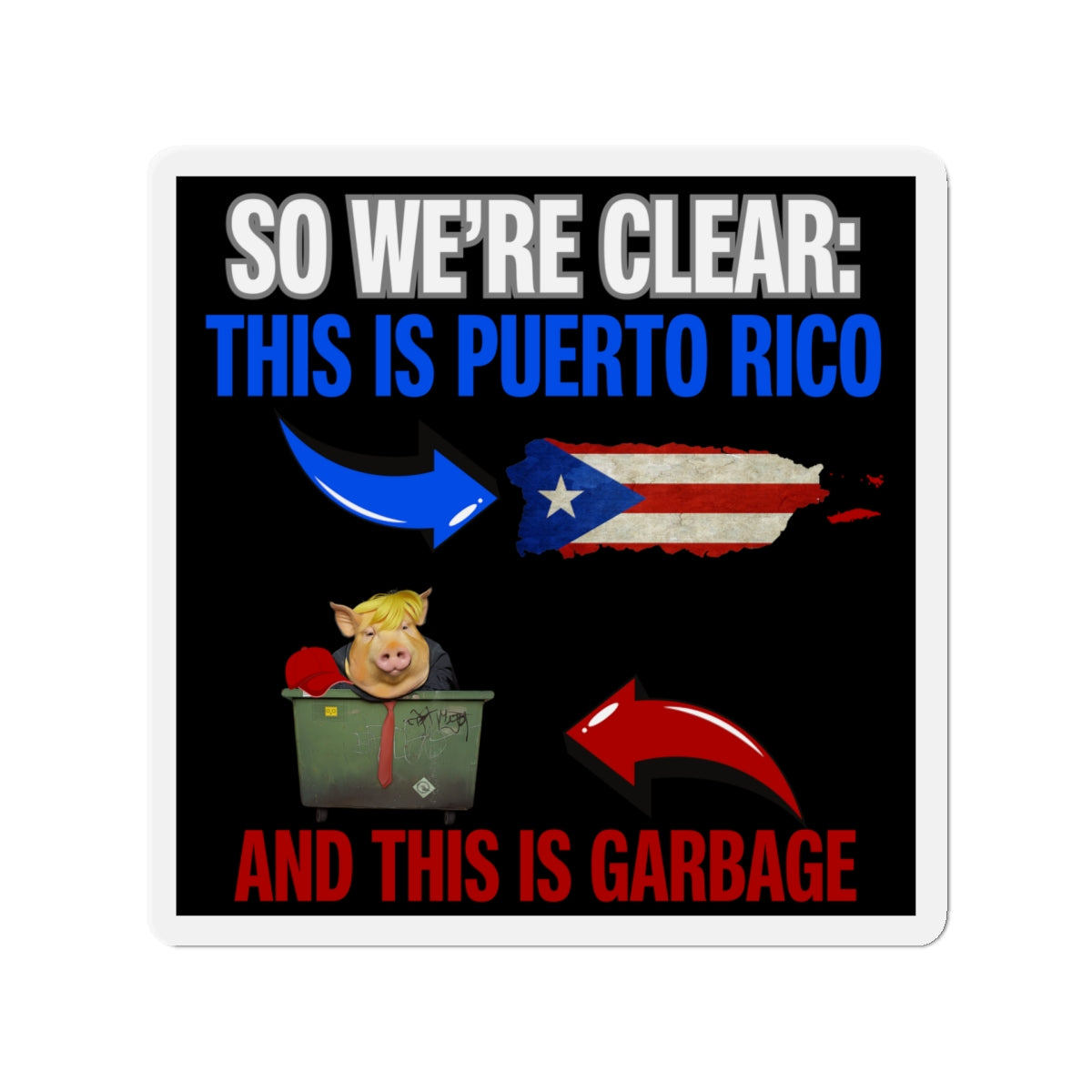 Political Magnet Anti-Trump Merch Puerto Rico Is Not Garbage Car Magnet Political FDT Resist Protest Gear Anti-Fascism Puerto Rican Sign