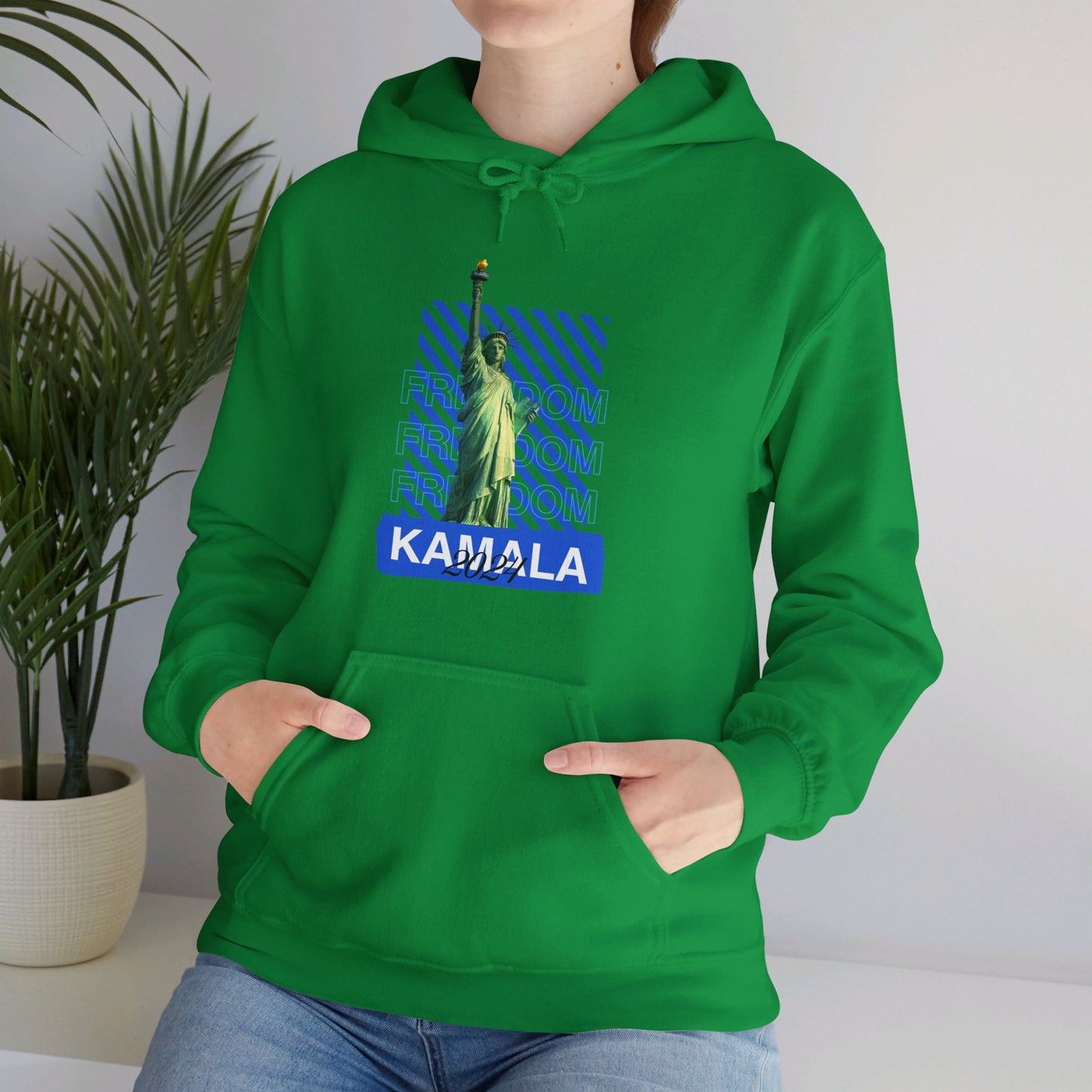 Freedom Kamala 2024 Hooded Sweatshirt - Statue of Liberty Freedom Hoodie - Pullover Hoodie