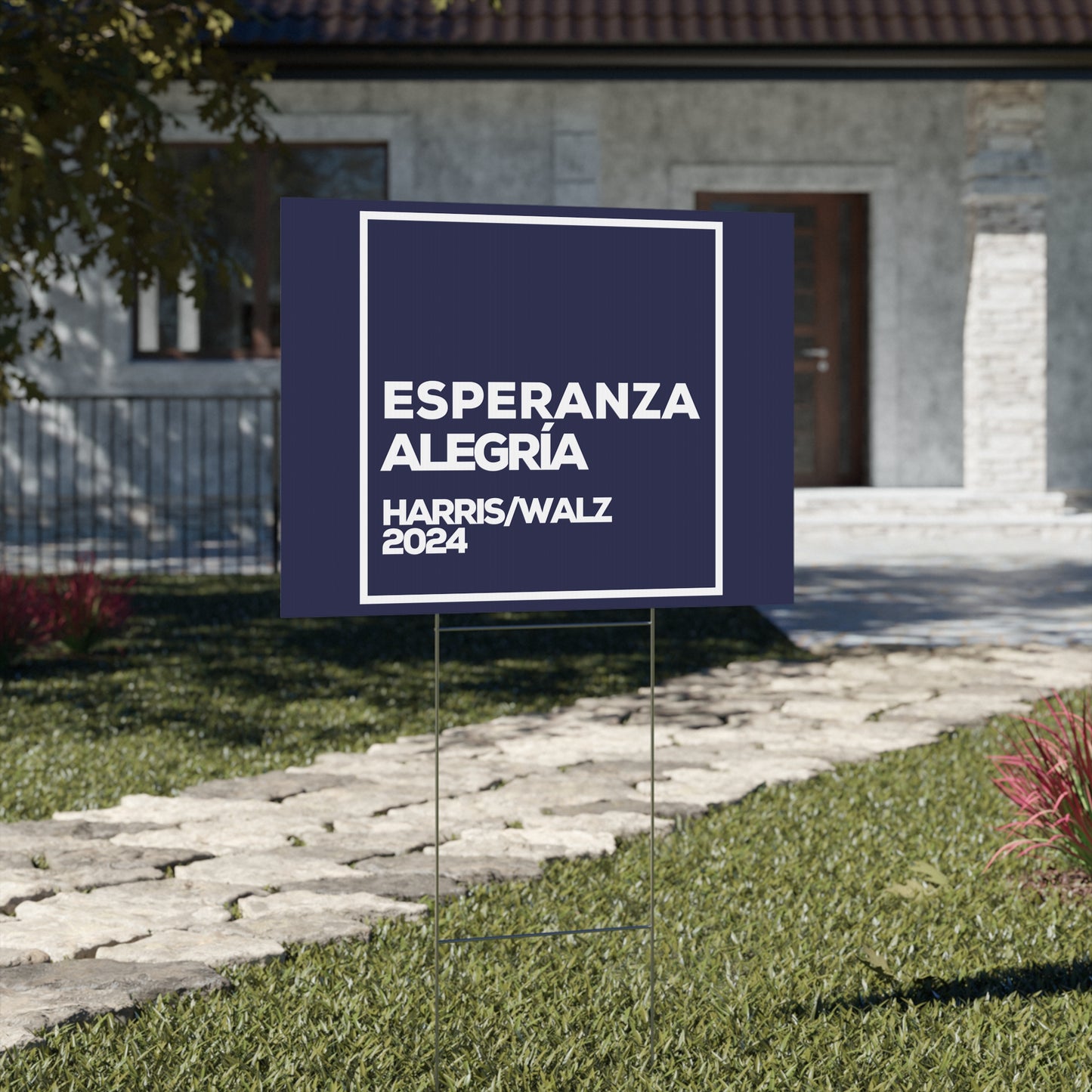 Esperanza y Alegría Yard Sign - Harris/Walz 2024 Sign in Spanish - Patriotic Election Political Decor