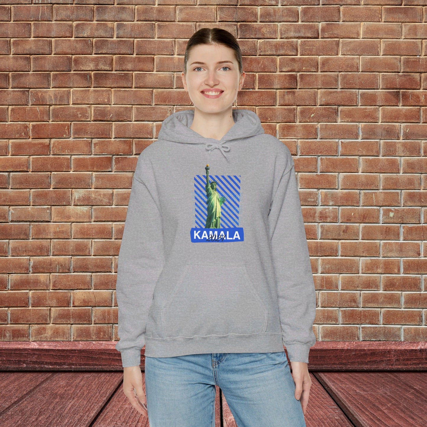 Freedom Kamala 2024 Hooded Sweatshirt - Statue of Liberty Freedom Hoodie - Pullover Hoodie