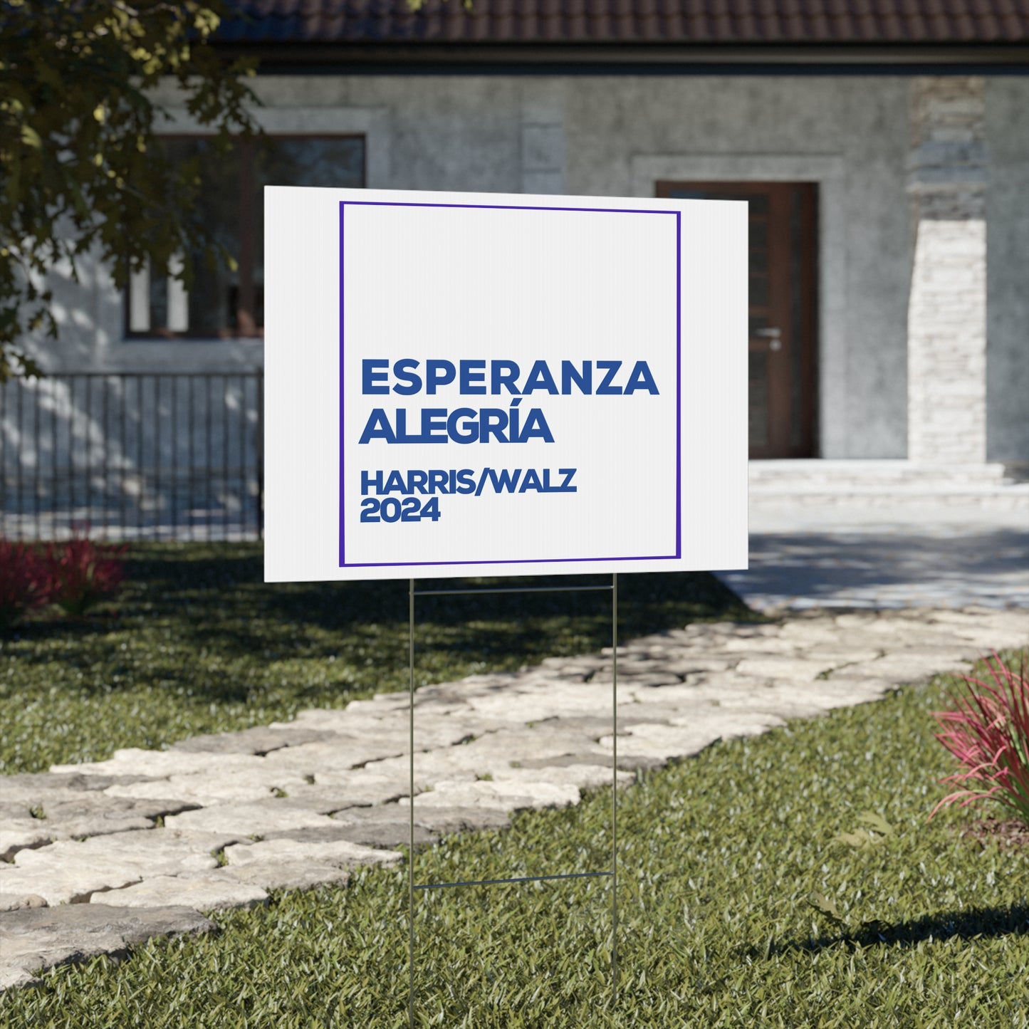 Esperanza y Alegría Yard Sign - Harris/Walz 2024 Sign in Spanish - Patriotic Election Political Decor