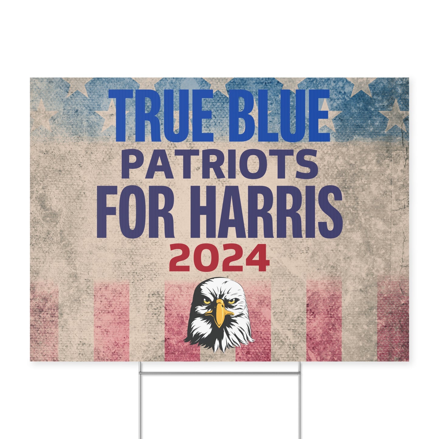 True Blue Patriots for Harris Yard Sign - Save Democracy Vote Blue Sign - Patriotic Election Political Decor