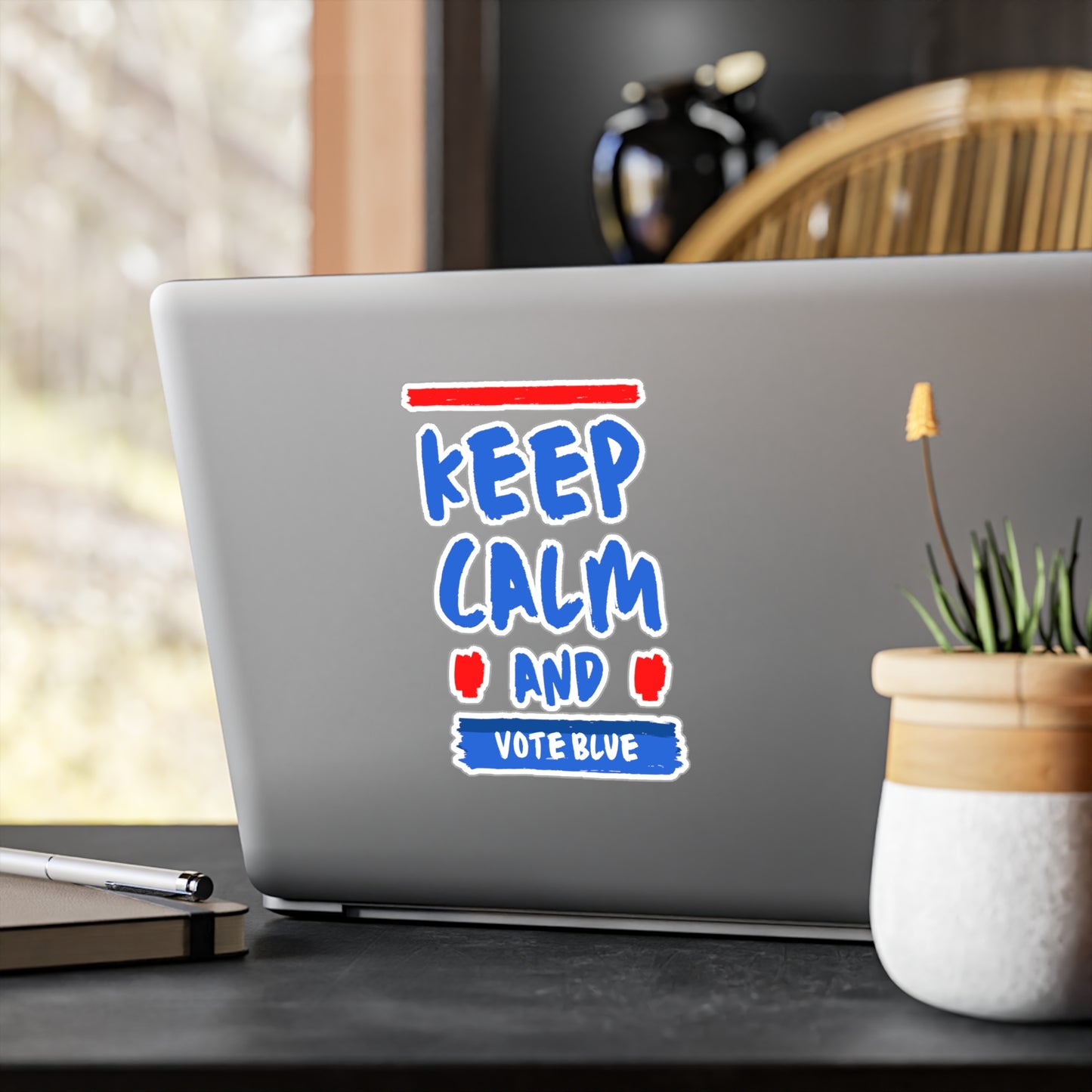 Keep Calm and Vote Blue Kiss-Cut Vinyl Decals - Save Democracy Freedom Decal