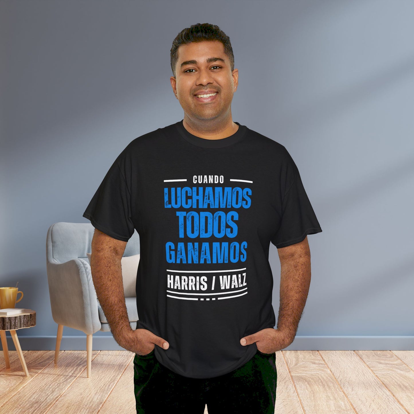 Cuando Luchamos Todos Ganamos Shirt- When We Fight We Win Tee in Spanish-  Latinx for Harris Democrat Presidential Election T-Shirt