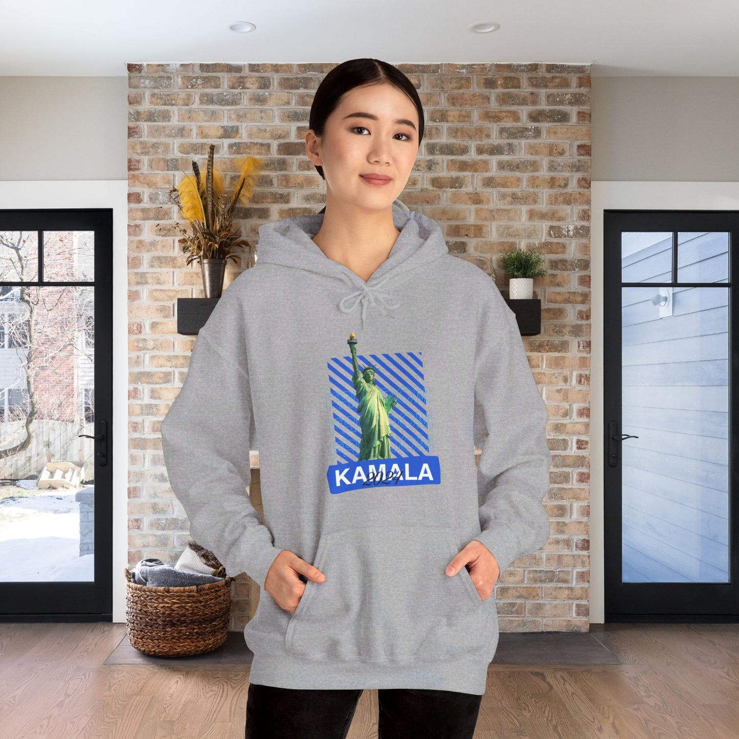 Freedom Kamala 2024 Hooded Sweatshirt - Statue of Liberty Freedom Hoodie - Pullover Hoodie