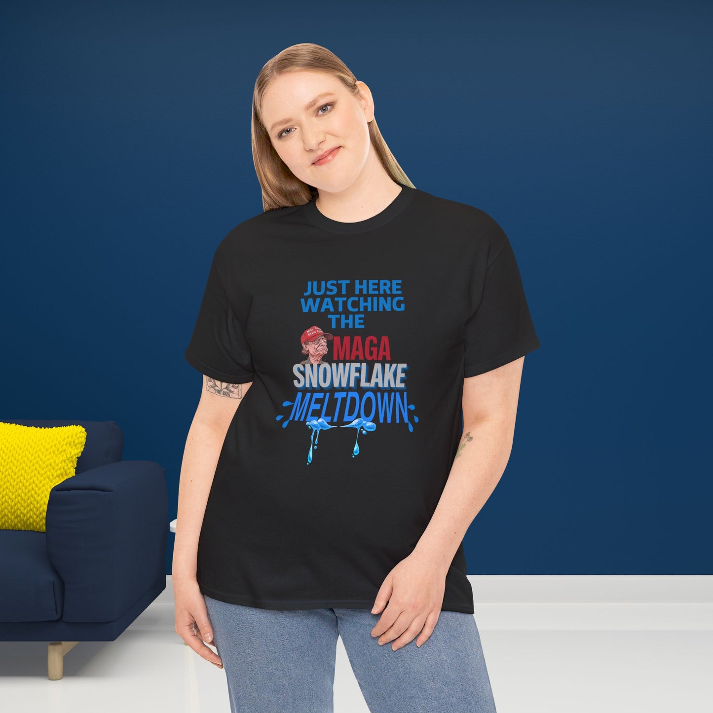 Just Here Watching the MAGA Snowflake Meltdown Shirt- Harris Walz Tee-  Democrat Presidential Election T-Shirt