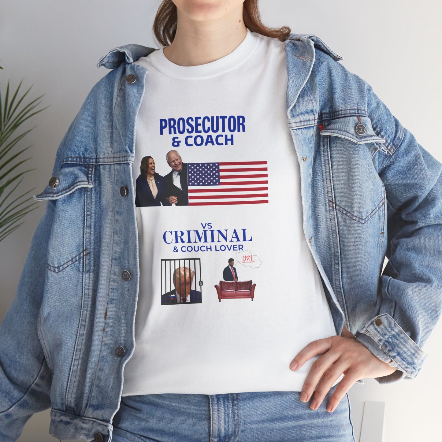 Prosecutor & Coach vs Criminal & Couch Lover Shirt- Harris Walz Tee-  Democrat Presidential Election T-Shirt