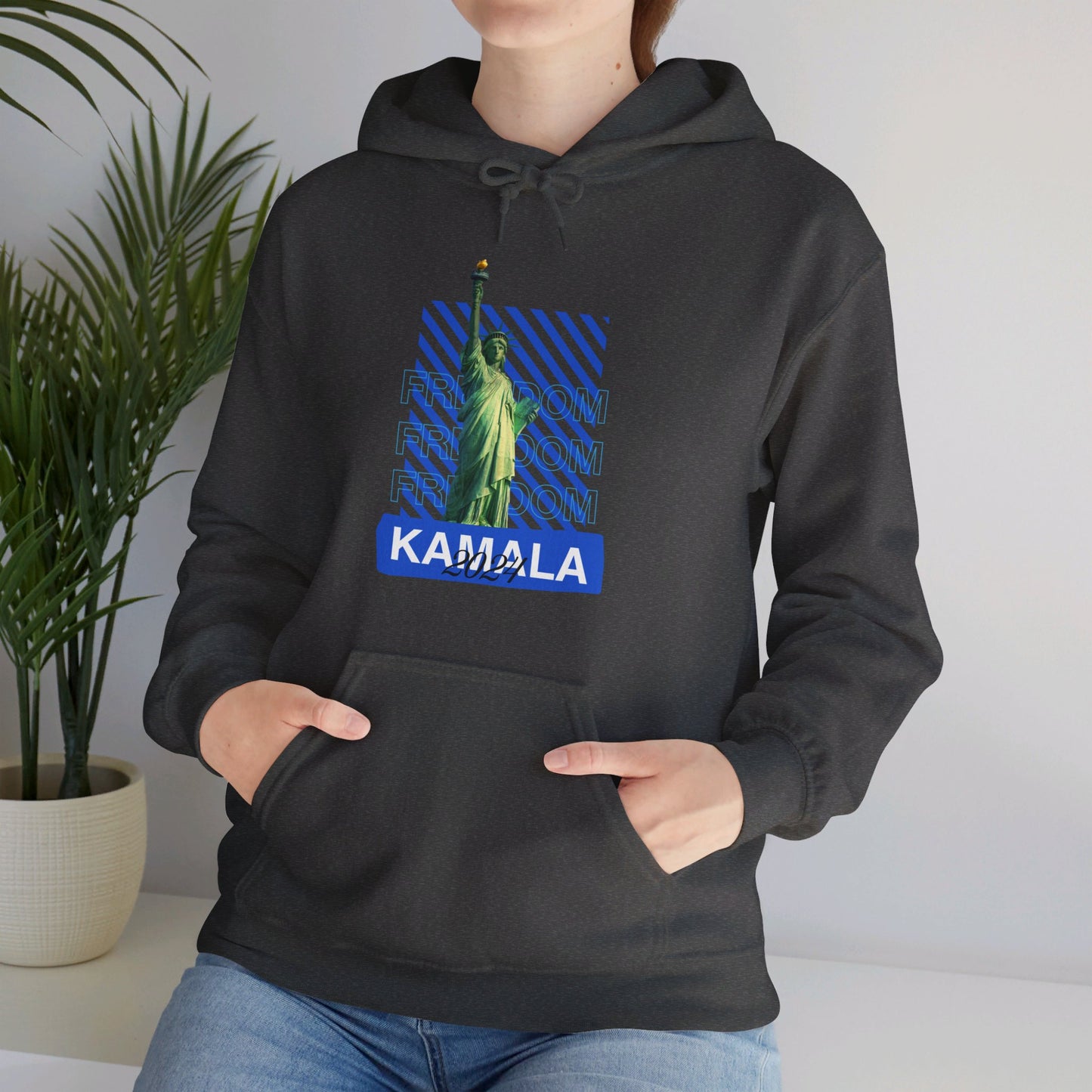 Freedom Kamala 2024 Hooded Sweatshirt - Statue of Liberty Freedom Hoodie - Pullover Hoodie