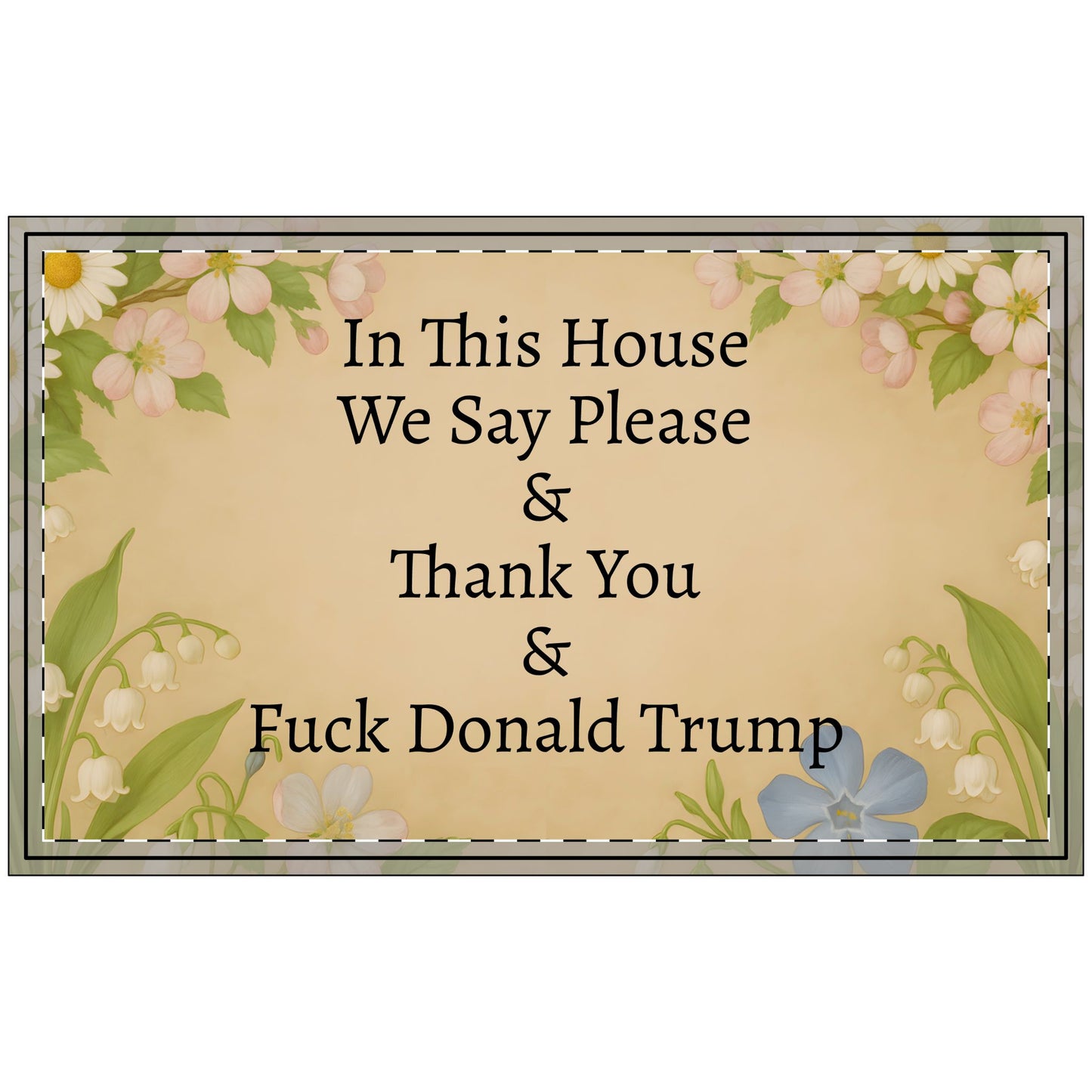 Funny Political Doormat Polyester Non-Slip Rubber In This House We Say Please & Thank You + F*ck Donald Trump Entryway Welcome Floor Mat