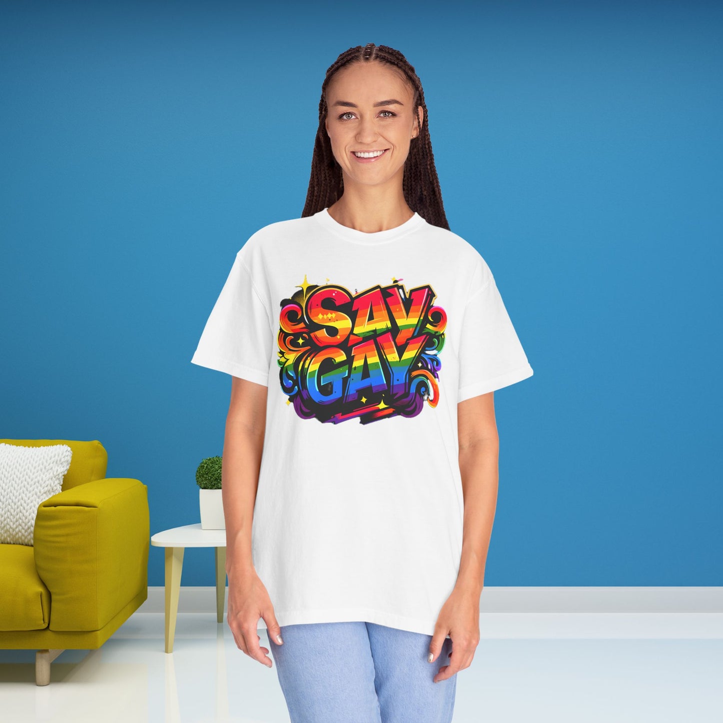 Say Gay Protest Shirt LGBT TShirt Social Justice LGBTQ T-Shirt Comfort Colors Tee Anti-Fascism Queer Gay Lesbian Bisexual Trans Apparel