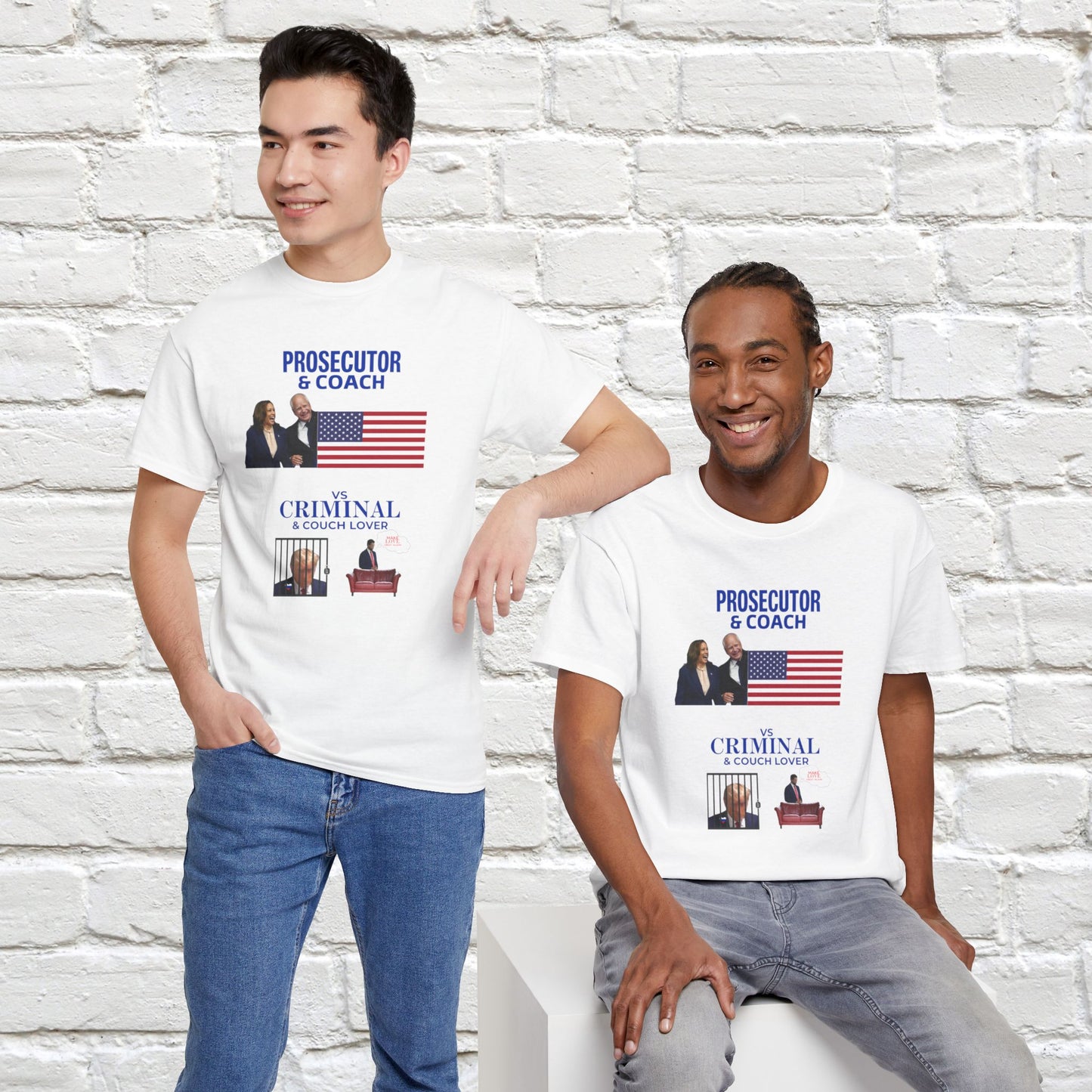 Prosecutor & Coach vs Criminal & Couch Lover Shirt- Harris Walz Tee-  Democrat Presidential Election T-Shirt