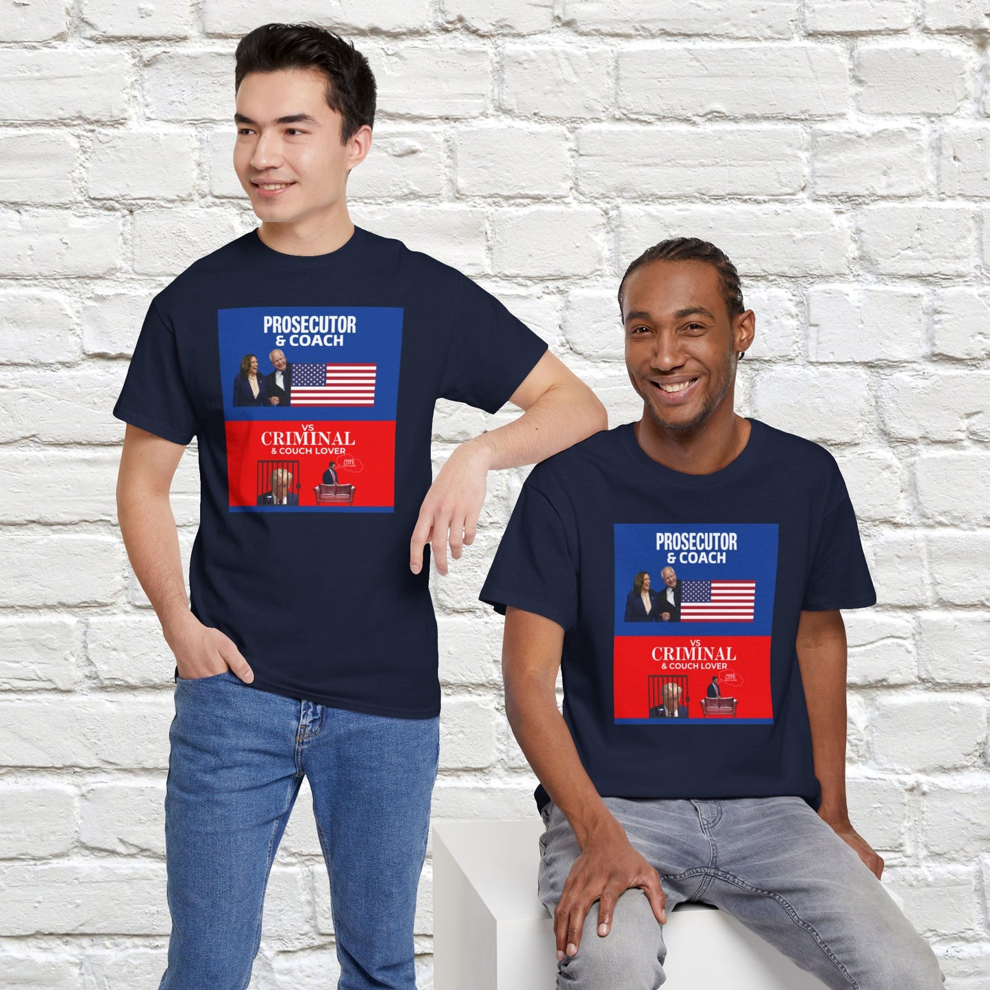 Prosecutor & Coach vs Criminal & Couch Lover Shirt- Harris Walz Tee-  Democrat Presidential Election T-Shirt