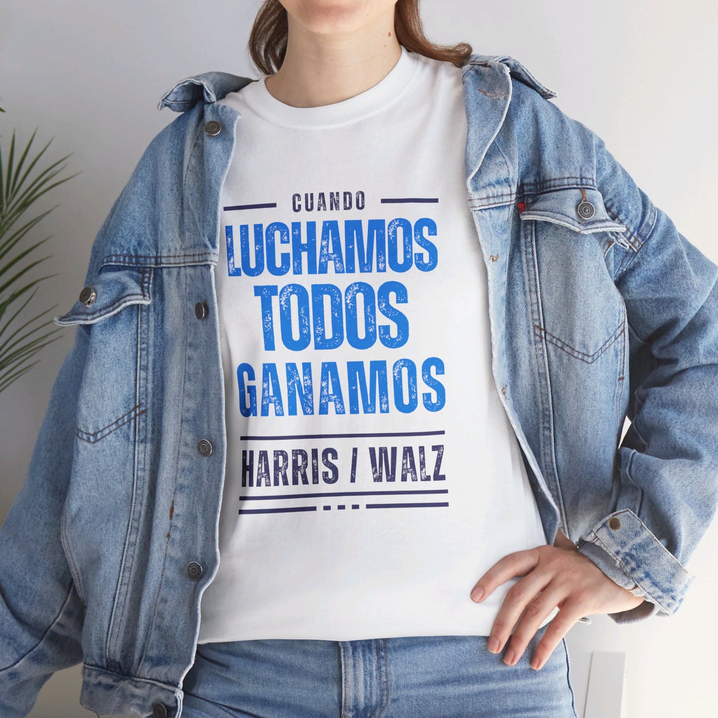 Cuando Luchamos Todos Ganamos Shirt- When We Fight We Win Tee in Spanish-  Latinx for Harris Democrat Presidential Election T-Shirt