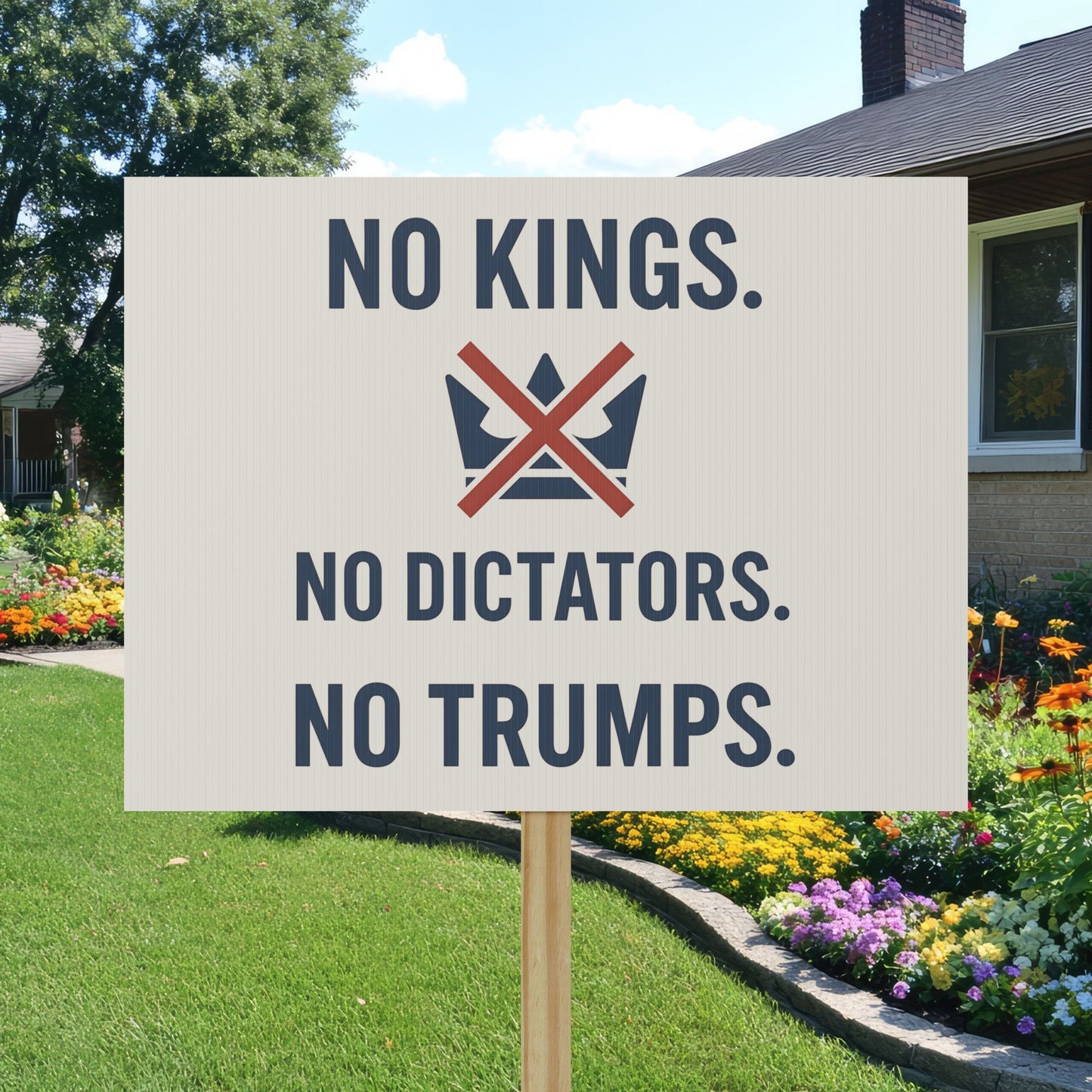Protest Sign No Kings No Dictators No Trumps Political 18" x 24" Signage Waterproof & Fade Resistant Placard FDT Anti Trump Social Justice