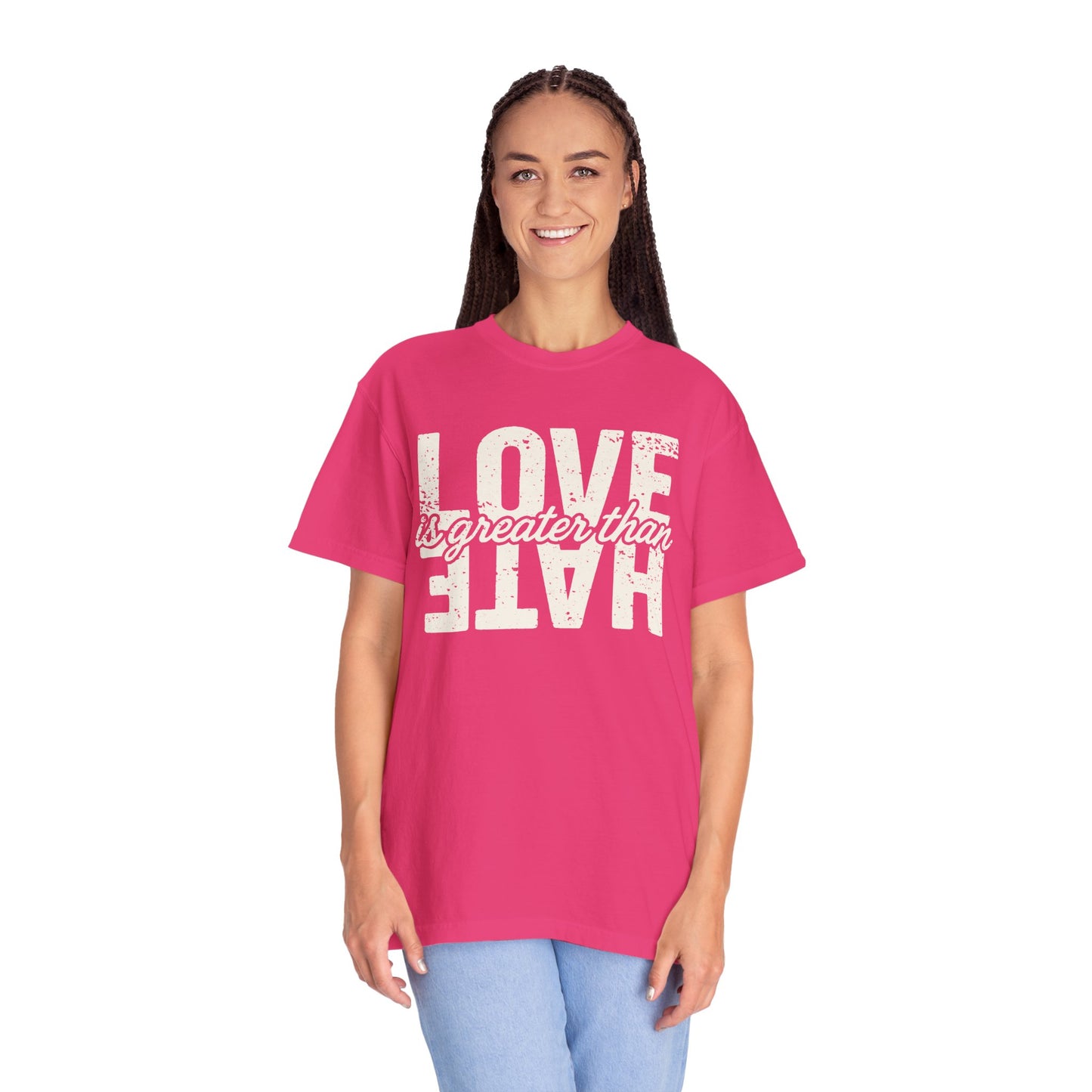 Protest Shirt Love Is Greater Than Hate Social Justice T-Shirt Anti-Trump Merch Comfort Colors Anti-Fascism Resistance Gear Protest Apparel