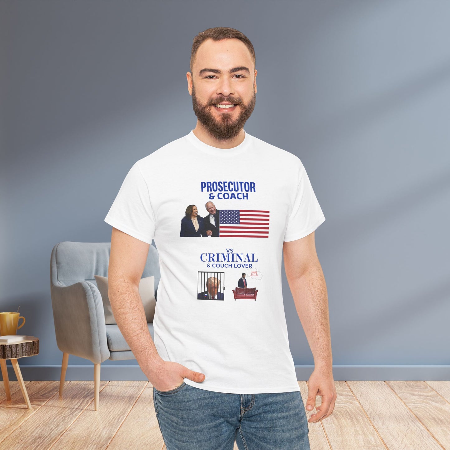 Prosecutor & Coach vs Criminal & Couch Lover Shirt- Harris Walz Tee-  Democrat Presidential Election T-Shirt