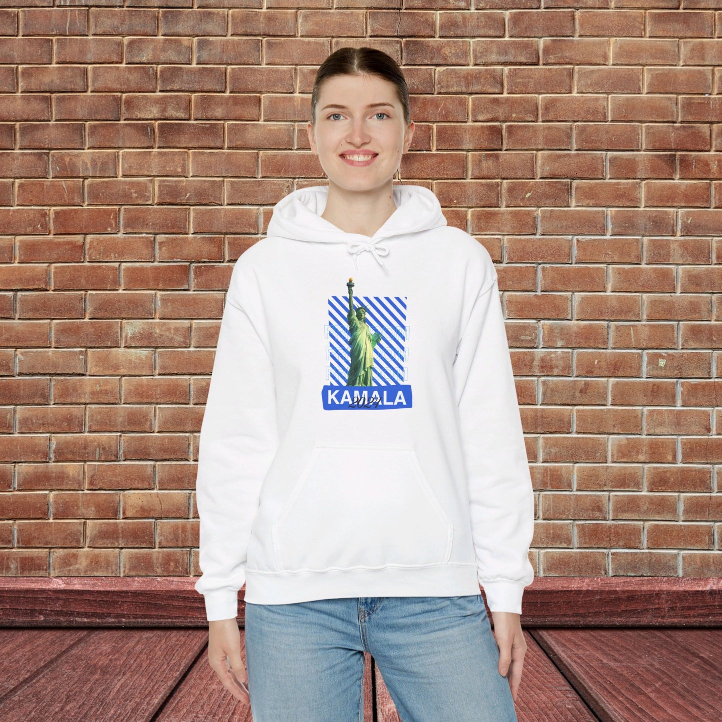 Freedom Kamala 2024 Hooded Sweatshirt - Statue of Liberty Freedom Hoodie - Pullover Hoodie