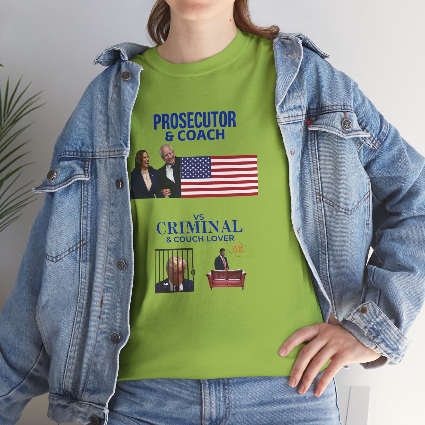 Prosecutor & Coach vs Criminal & Couch Lover Shirt- Harris Walz Tee-  Democrat Presidential Election T-Shirt