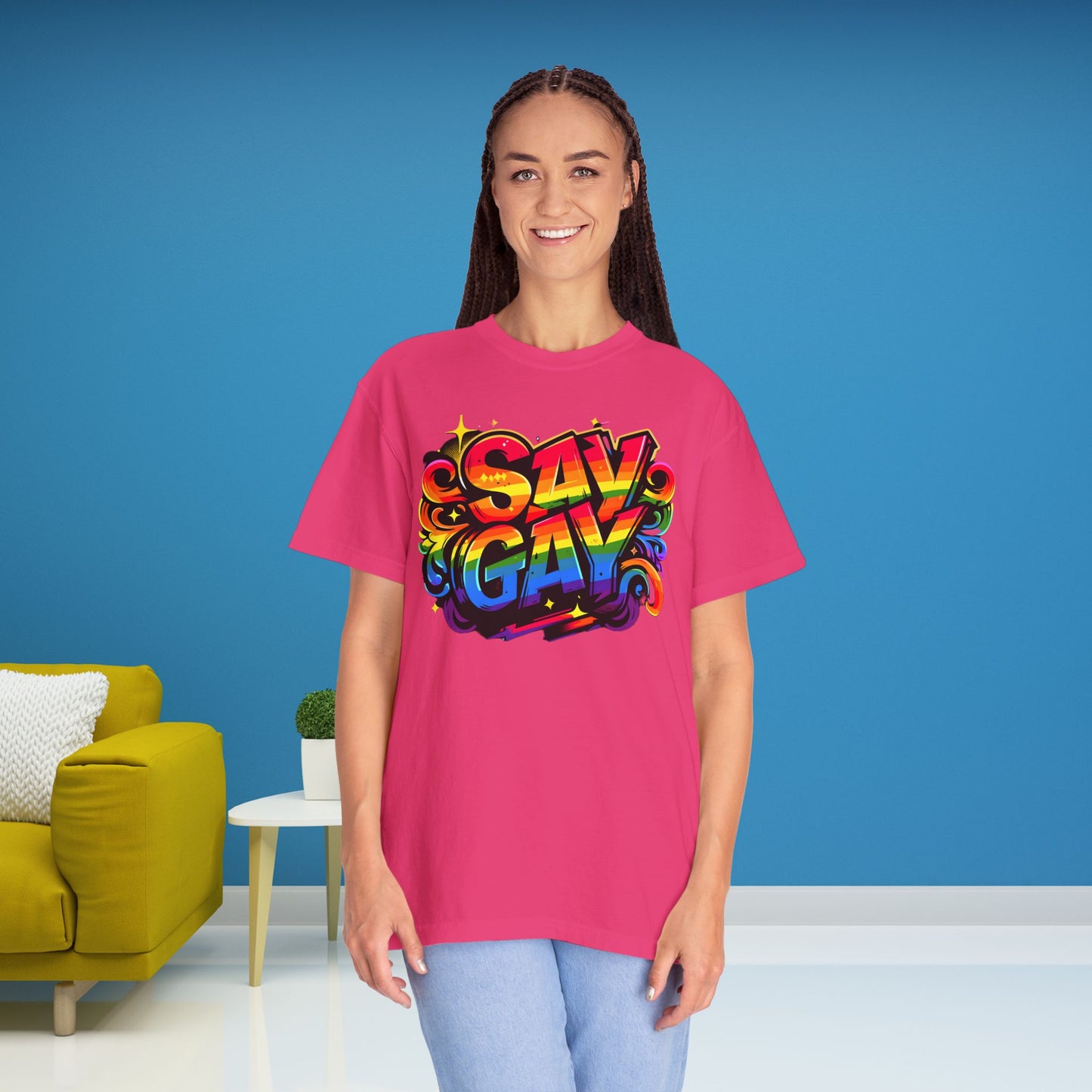 Say Gay Protest Shirt LGBT TShirt Social Justice LGBTQ T-Shirt Comfort Colors Tee Anti-Fascism Queer Gay Lesbian Bisexual Trans Apparel