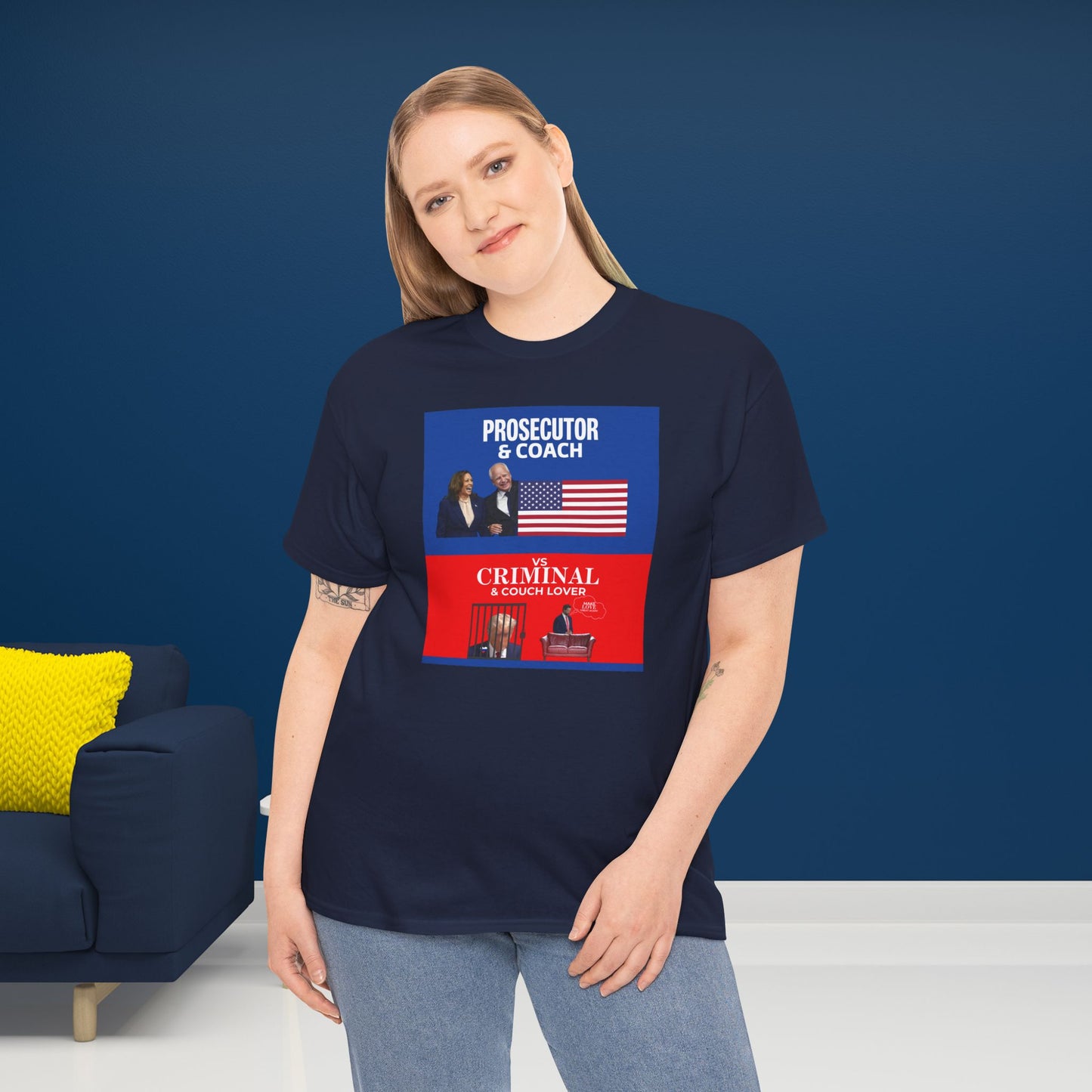 Prosecutor & Coach vs Criminal & Couch Lover Shirt- Harris Walz Tee-  Democrat Presidential Election T-Shirt