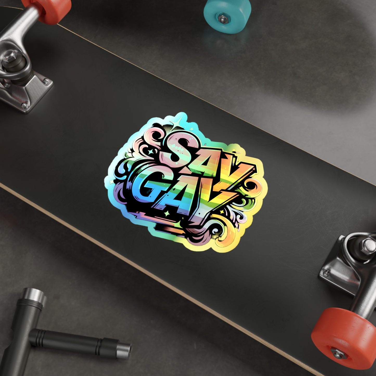 Holographic Sticker Say Gay LGBT Water Bottle Sticker LGBTQ Decal Queer Lesbian Bisexual Trans Gay Pride Merch LGBTQIA Holograph Adhesive