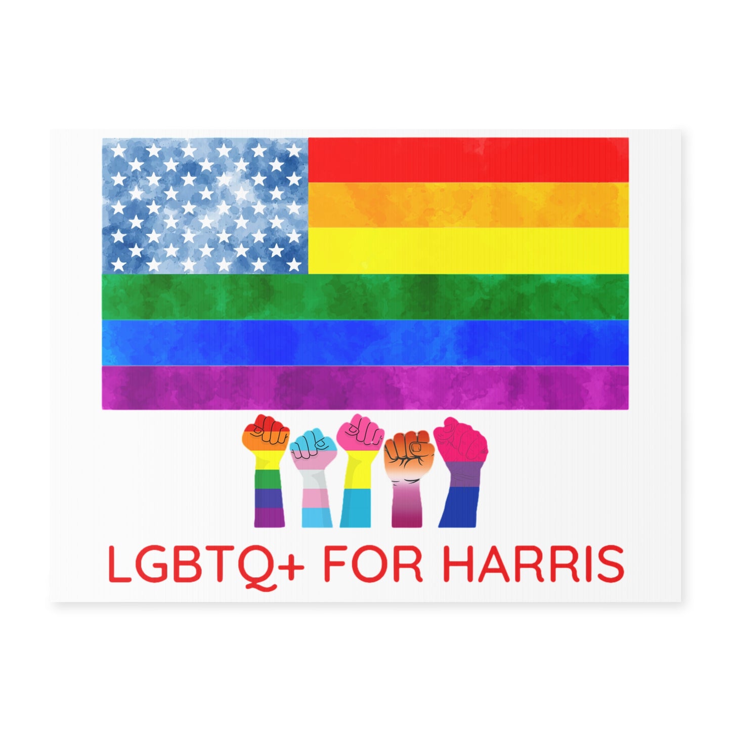 LGBTQ+ For Harris Sign - Kamala Harris Yard Sign - Patriotic Election Political Decor