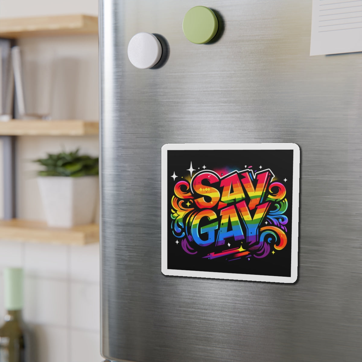 Just Say Gay LGBT Car Magnet for Fridge LGBTQ Magnetic Sign Queer Lesbian Bisexual Transgender Gay Pride Merch LGBTQIA Political Decal