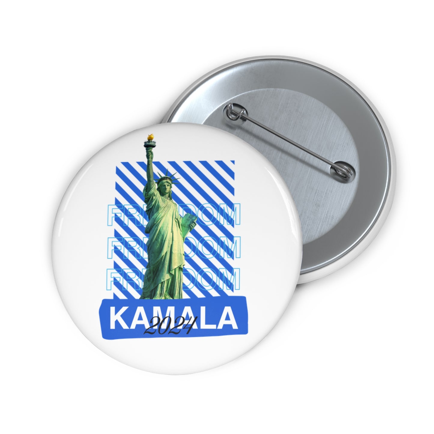 Statue of Liberty Freedom Kamala 2024 Pin Button - Save Democracy Vote Blue Freedom Pin Button