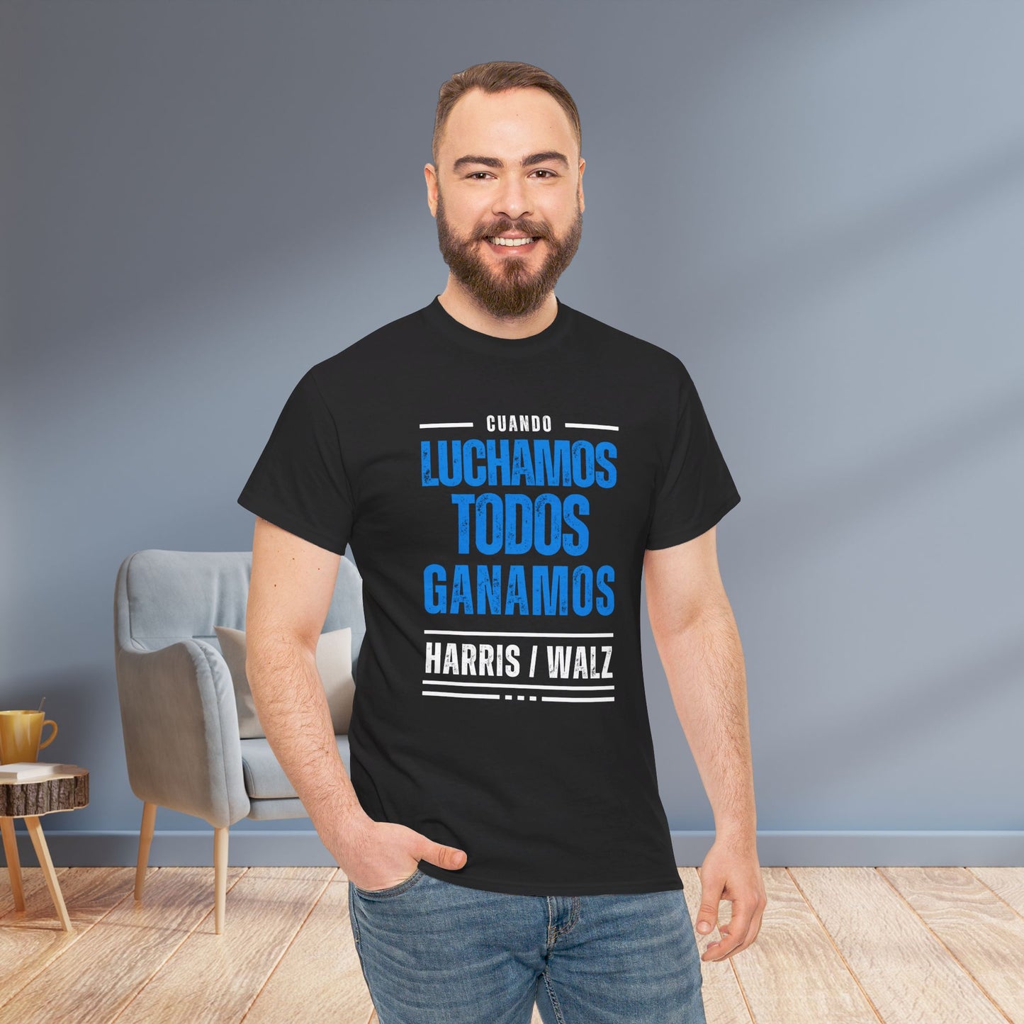 Cuando Luchamos Todos Ganamos Shirt- When We Fight We Win Tee in Spanish-  Latinx for Harris Democrat Presidential Election T-Shirt