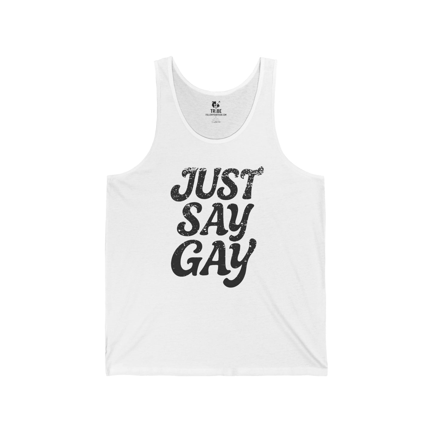 Just Say Gay Protest Tank Top Social Justice Shirt LGBTQ Tank Anti-Fascism Gear Resist Top Queer Gay Lesbian Bisexual Transgender Apparel