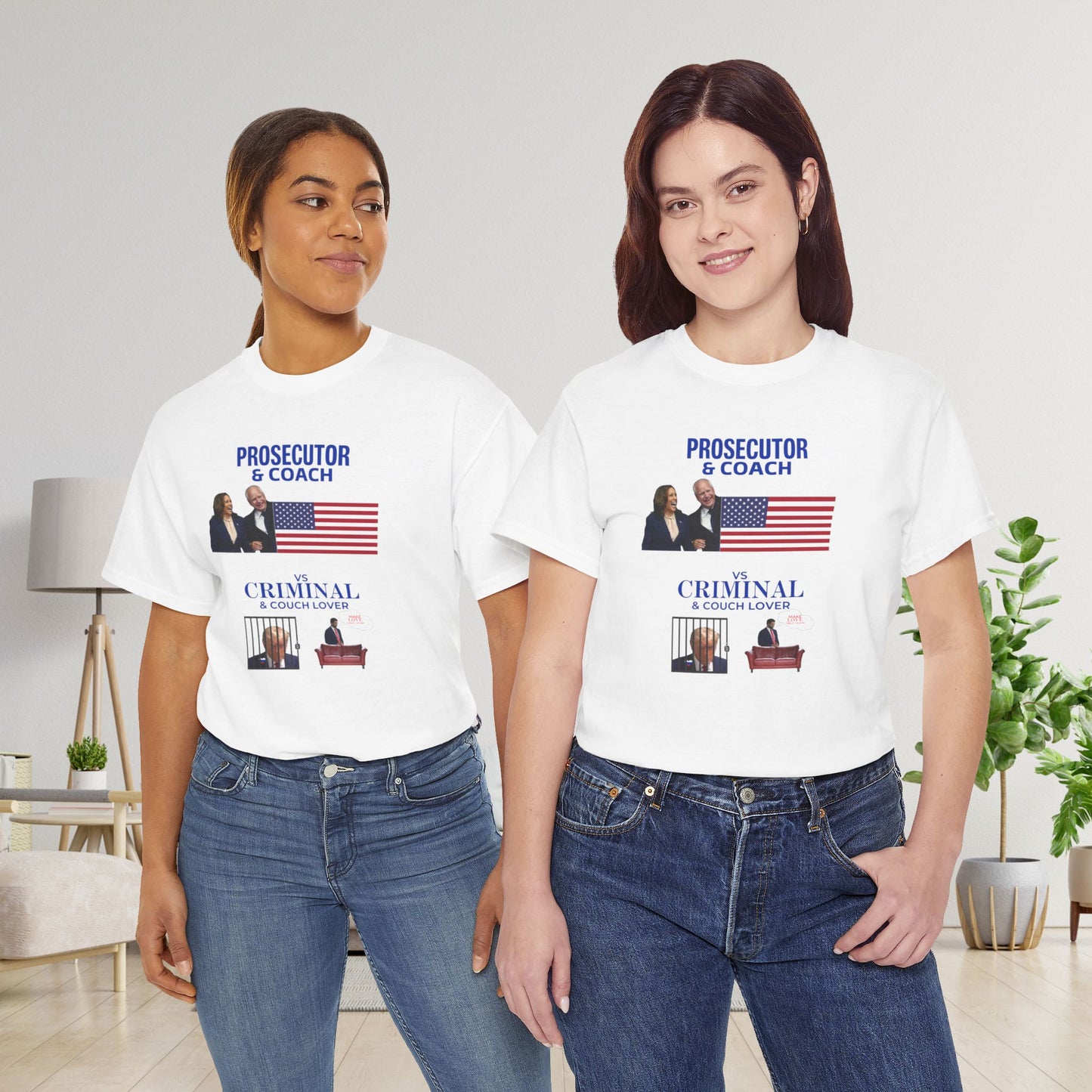 Prosecutor & Coach vs Criminal & Couch Lover Shirt- Harris Walz Tee-  Democrat Presidential Election T-Shirt