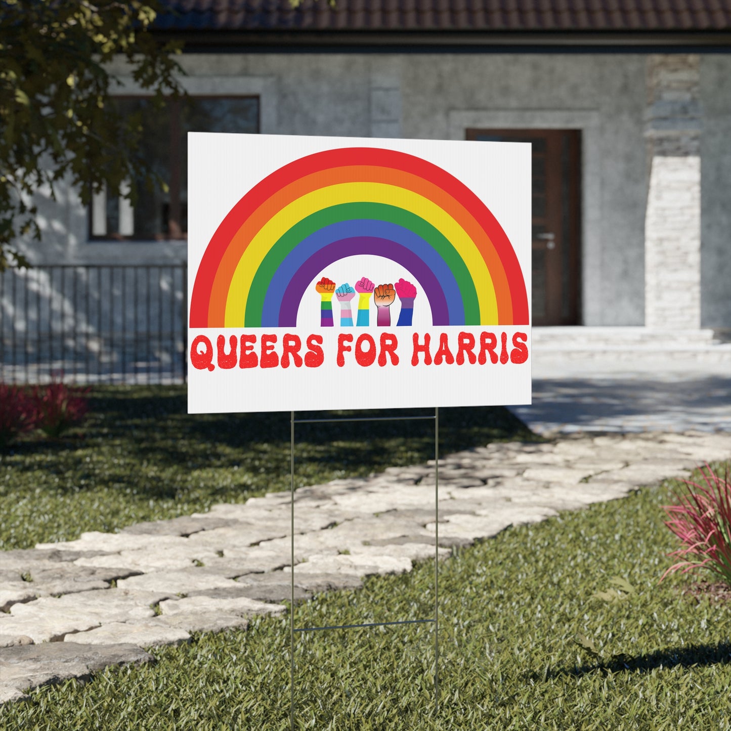 Queers For Harris Sign - Kamala Harris Yard Sign - Patriotic Election Political Decor