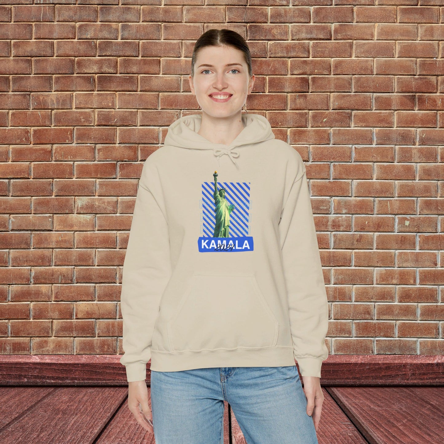 Freedom Kamala 2024 Hooded Sweatshirt - Statue of Liberty Freedom Hoodie - Pullover Hoodie